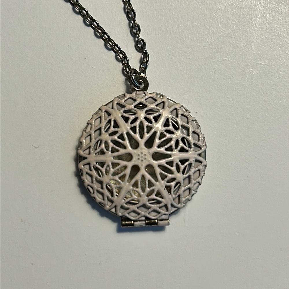 Pink Locket Necklace Filigree Design Vintage Inspired